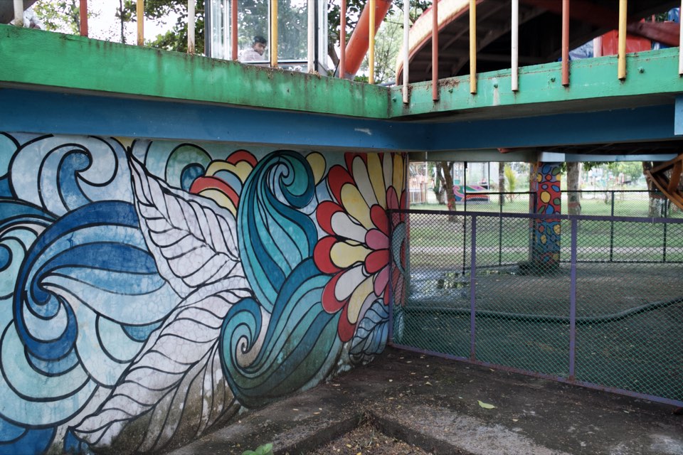 A painted mural developed in Classic Chrome